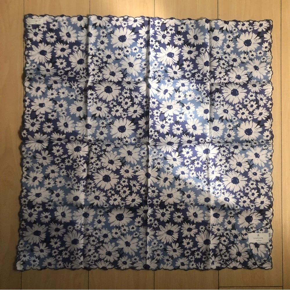 Blue Floral Silk Scarf
